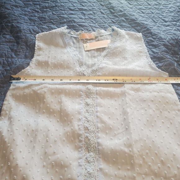 NEW C+D+M Collection Sz M Coquette Lace Cami Top 3D Dots Baby Blue Sheer Back - Picture 7 of 10